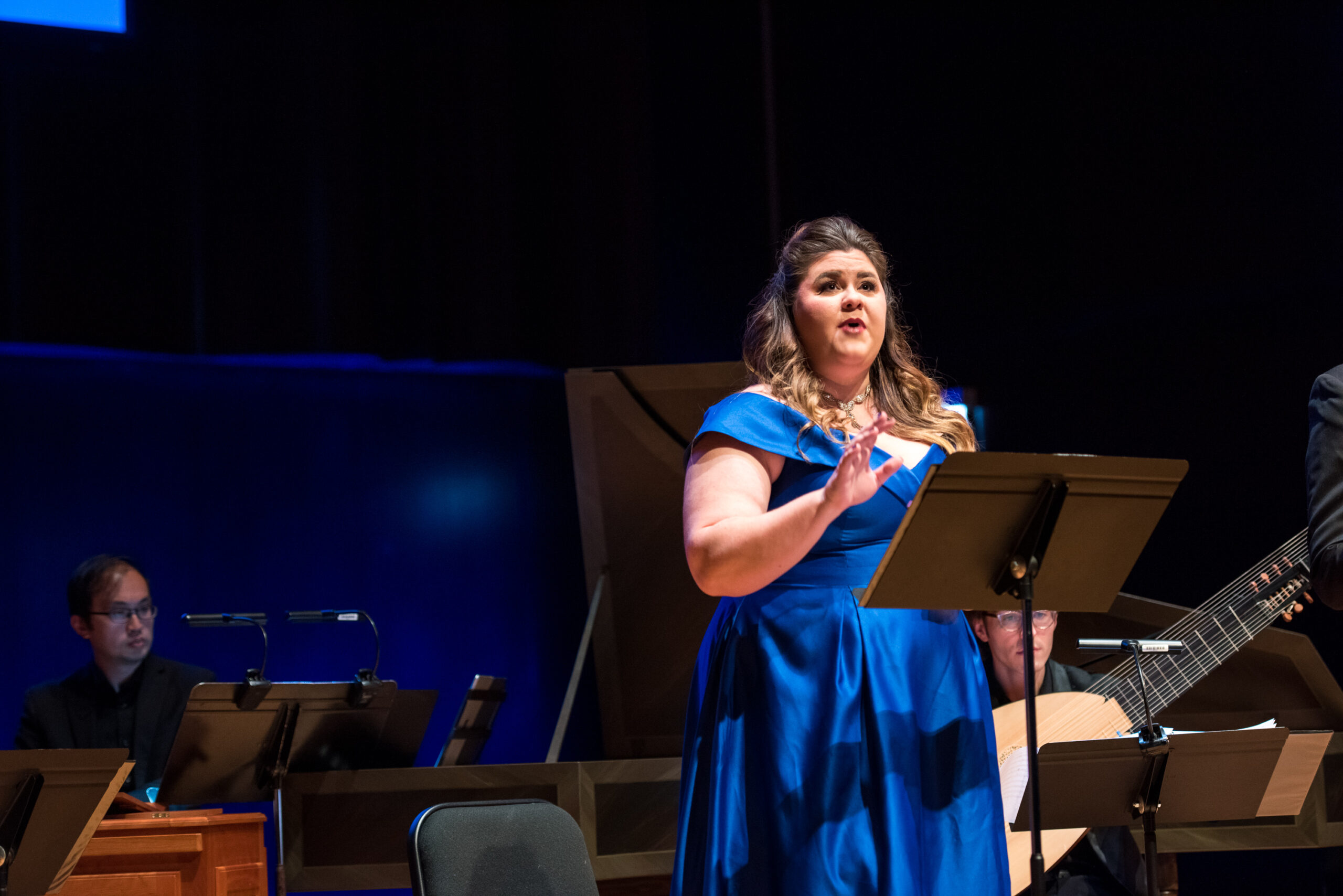 Mezzo-soprano Quinn Middleman performs as the narrator, Testo, in the oratorio erotico ‘La Susanna’ by Alessandro Stradella.Haymarket Opera Company. Photo by Topher Alexander. 2022